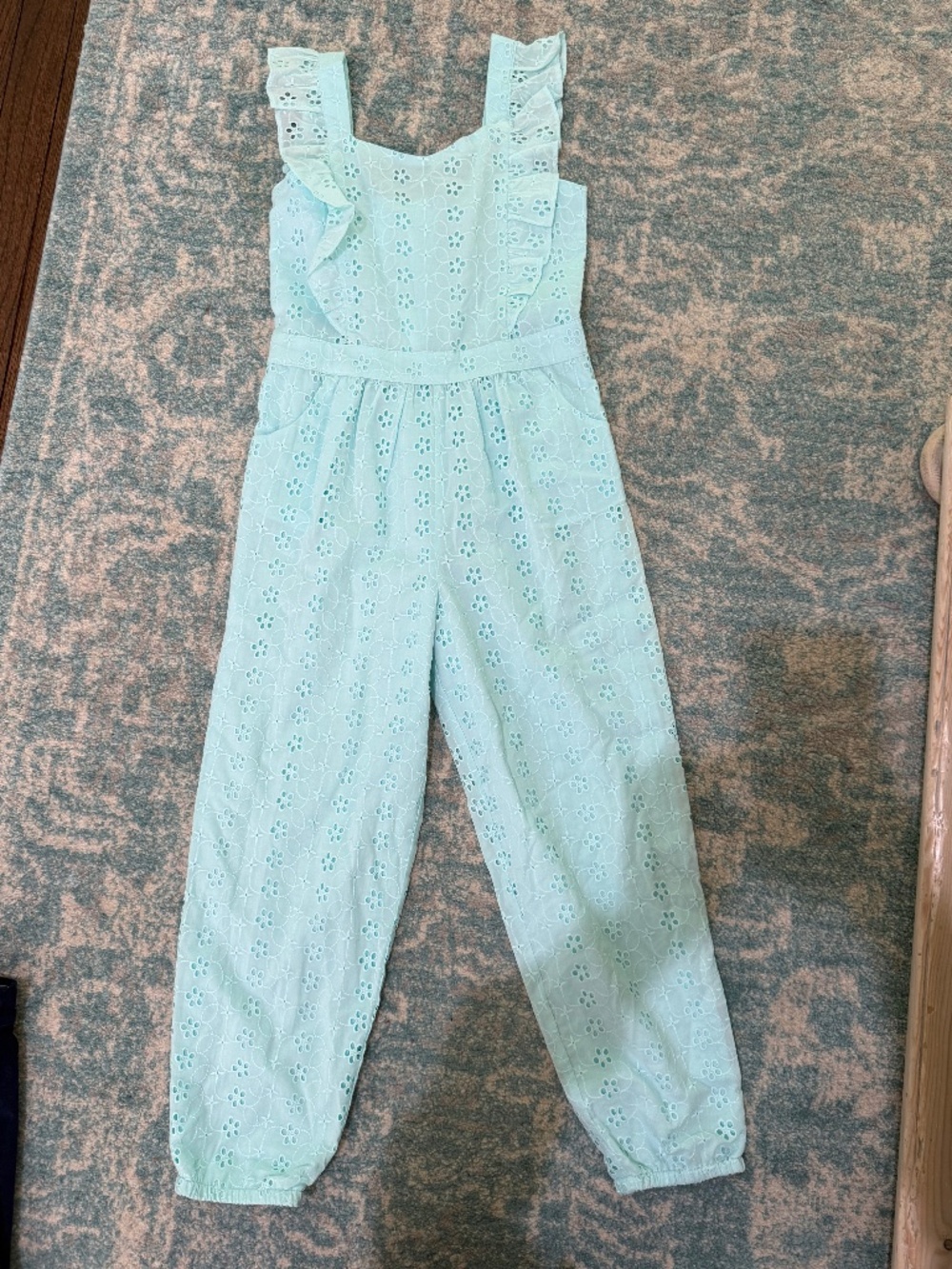 Cute Girls Aqua Eyelet Romper!